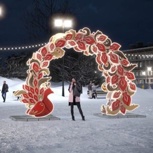 Световая арка «Жар-птица» 5,4×3,73 м, IP65, тёплое свечение