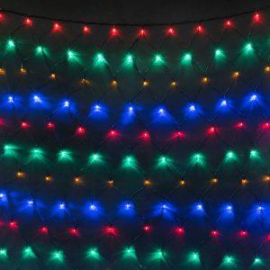 Гирлянда сетка 2×2 м, разноцветная статика, 256 LED, чёрный ПВХ, IP54