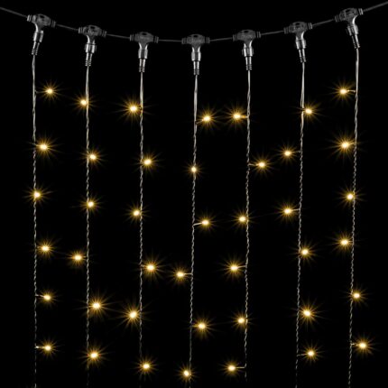 Гирлянда Занавес 2 x 1 м Тепло-Белый 220В, 200 LED, Провод Черный ПВХ, IP54