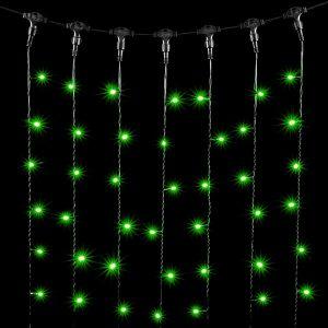 Гирлянда Занавес 2×1 м Зелёный Статика, 200 LED, IP54, провод чёрный ПВХ