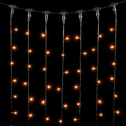 Гирлянда Занавес 2 x 3 м Желтый 220В, 600 LED, Провод Черный ПВХ, IP54
