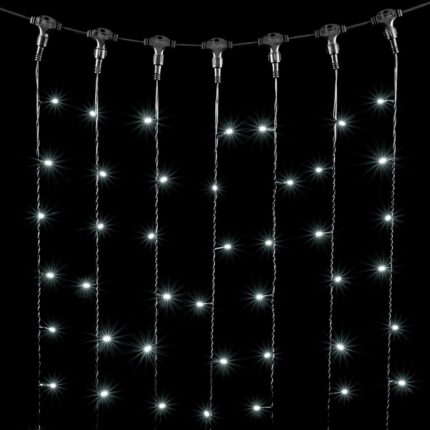 Гирлянда занавес 1×6 м Белый Статика, 600 LED, чёрный ПВХ, IP54