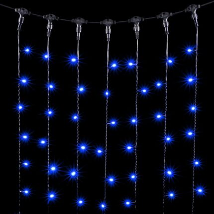 Гирлянда занавес 1×6 м Синий Статика, 600 LED, чёрный ПВХ, IP54