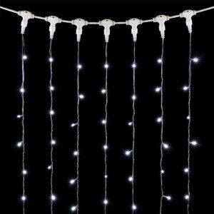 Гирлянда занавес 2×3 м, Белый с Белым Мерцанием, 600 LED, прозрачный, IP54