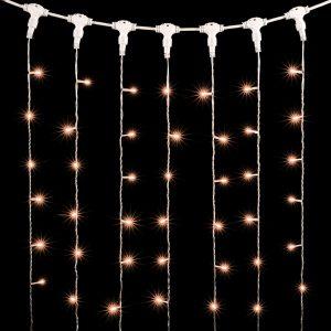 Гирлянда занавес 1x9 м, Экстра Тепло-Белый Статика, 900 LED, IP54, прозрачный ПВХ