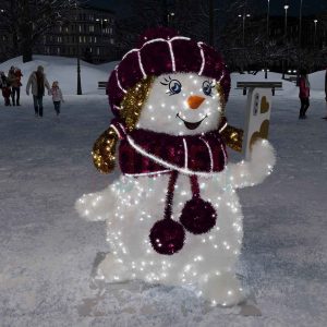 Световая фигура снеговик «Снежка», 2,03×1,52×1,27 м, IP65, холодное свечение