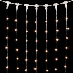 Гирлянда занавес с колпачком 2x3 м, Экстра Тепло-Белый Статика, 600 LED, IP65, прозрачный ПВХ, OPTIMA-PRO