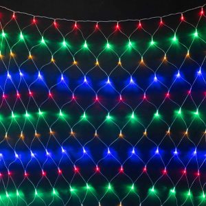 Светодиодная Сеть 2x3 м Разноцветная 220В, 384 LED, Провод Прозрачный ПВХ, IP54