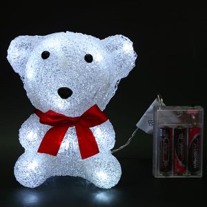 Светодиодный Медвежонок на Батарейках 16см Белый, 16 LED, IP54