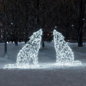 Световая композиция «Воющие волки», 2,15×1,85×0,82 м, IP65, холодный свет