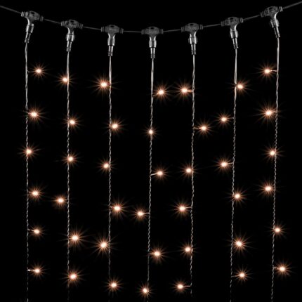 Гирлянда занавес 1x9 м, Экстра Тепло-Белый Статика, чёрный ПВХ, 900 LED, IP54