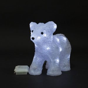 Светодиодный Мишка на батарейках, 23 см, 20 LED, IP54, белый свет