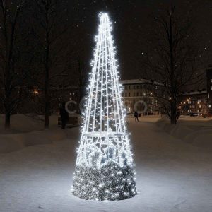 Светящаяся конус‑ёлка со звёздами, IP65, синий/серебряный/золотой свет