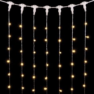 Гирлянда занавес с колпачком 1×6 м, Тепло-Белый Статика, 600 LED, прозрачный ПВХ, IP65