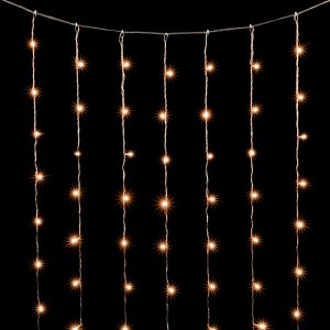 Гирлянда Занавес Облегченный 2×3 м, Тепло-Белый Статика, 220В, 600 LED, Провод Прозрачный ПВХ, IP54