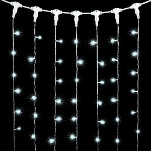 Гирлянда занавес 1×6 м Белый с Мерцанием, 600 LED, IP54, прозрачный ПВХ
