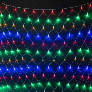 Гирлянда сетка 2×2 м, разноцветная статика, 256 LED, прозрачный ПВХ, IP54