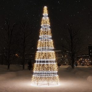 Сегментная новогодняя ёлка‑конус, 5 м, IP65, тёплый свет