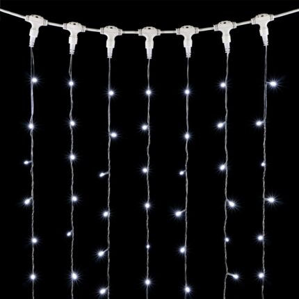 Гирлянда занавес 2×2 м, Белый с Мерцанием Белого Диода, 400 LED, прозрачный ПВХ, IP54