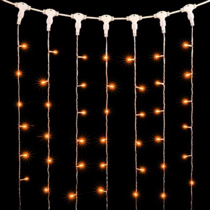 Гирлянда занавес 1×6 м Жёлтый Статика, 600 LED, прозрачный ПВХ, IP54