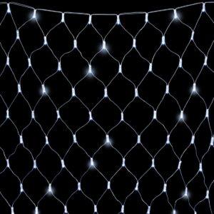 Гирлянда сетка с колпачком 2×2 м, белый с мерцанием белого диода, 256 LED, прозрачный ПВХ, IP65