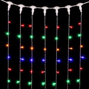 Гирлянда занавес 2×3 м, Разноцветный Статика, 600 LED, прозрачный ПВХ, IP54