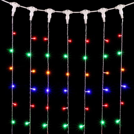Гирлянда занавес 2×3 м, Разноцветный Статика, 600 LED, прозрачный ПВХ, IP54