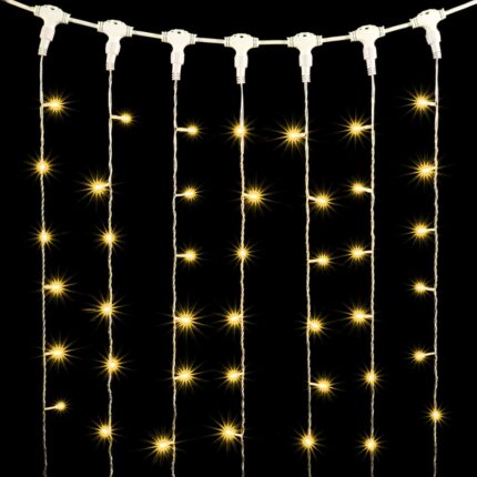Гирлянда занавес 1×6 м Тепло-Белый Статика, 600 LED, прозрачный ПВХ, IP54