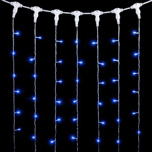 Гирлянда занавес 1×6 м Синий Статика, 600 LED, прозрачный ПВХ, IP54