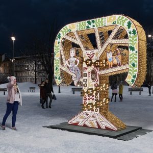 Световая инсталляция «Лукоморье» 3,45×3,68×1,72 м, металл, IP65, тёплый свет