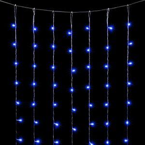 Гирлянда Занавес Облегченный 2 x 3 м Синий Статика, 220В, 600 LED, Провод Прозрачный ПВХ, IP54