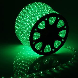 Светодиодный Дюралайт Ø13 мм, зелёный статика, 220 В, 36 LED/м, бухта 100 м, свечение 180°, IP65