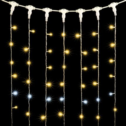 Гирлянда занавес 1×6 м Шампань с Мерцанием Белого Диода, 600 LED, IP54, прозрачный ПВХ