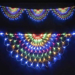 Гирлянда сетка радужная 3×0,5 м, разноцветная с мерцанием, 384 LED, прозрачный силикон, IP65
