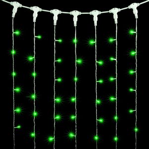 Гирлянда занавес 1×6 м Зелёный Статика, 600 LED, прозрачный ПВХ, IP54