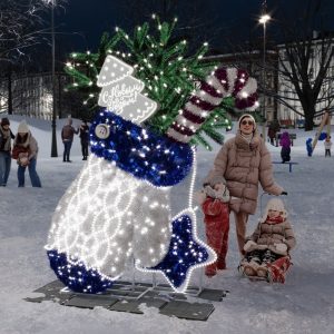 Новогодняя световая инсталляция «Варежка», 2,1×2,5×0,86 м, IP65, холодный свет