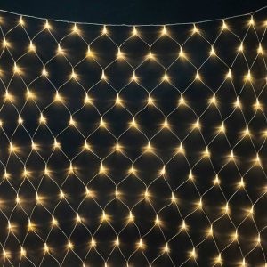 Гирлянда сетка 2×2 м, тёплый белый статика, 256 LED, прозрачный ПВХ, IP54