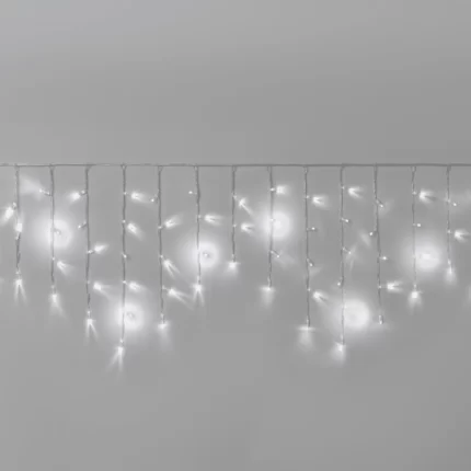 Гирлянда Бахрома 3×0,6 м Белая с Мерцанием, 108 LED, Прозрачный ПВХ, IP65, INOX