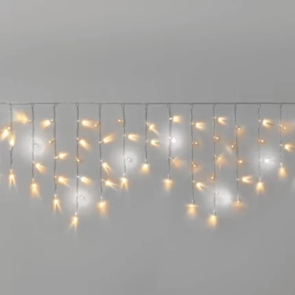 Гирлянда Бахрома 3×0,6 м Тёплый Белый с Мерцанием, 108 LED, Прозрачный ПВХ, IP65, INOX