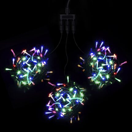 Гирлянда Клип Лайт Спайдер, Комплект 3 Разноцветных Нити по 20м, 600 LED, Провод Черный ПВХ, IP54