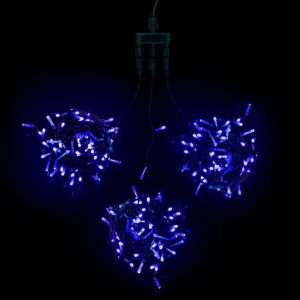 Гирлянда Клип Лайт Спайдер, комплект 3 синих нитей статика по 20 м, 600 LED, провод чёрный ПВХ, IP54