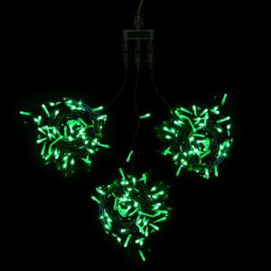 Гирлянда Клип Лайт Спайдер, комплект 3 зелёных нитей статика по 20 м, 600 LED, провод чёрный ПВХ, IP54