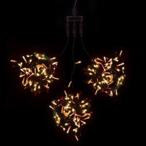 Гирлянда Клип Лайт Спайдер, комплект 3 жёлтых нитей статика по 20 м, 600 LED, провод чёрный ПВХ, IP54