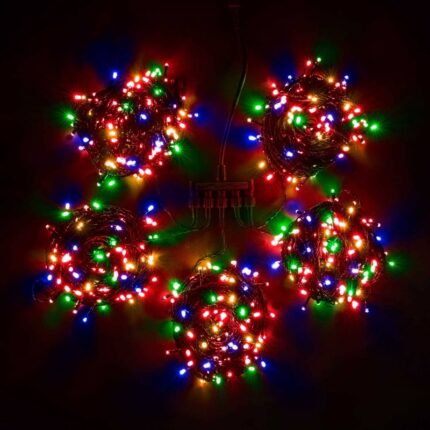 Гирлянда Клип Лайт Спайдер, Комплект 5 Разноцветных Нитей по 20м, 900 LED, Провод Черный Силикон, IP65