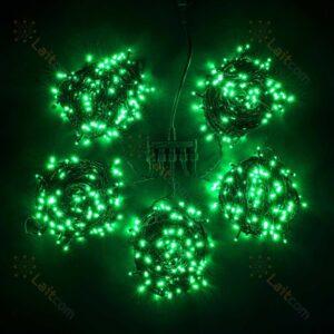 Гирлянда Клип Лайт Спайдер, комплект 5 зелёных нитей статика по 20 м, 1000 LED, провод чёрный ПВХ, IP54