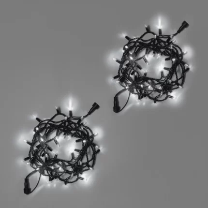 Гирлянда Нить 10 м (5+5) Белая Статика, 100 LED, Чёрный Каучук, IP65, INOX