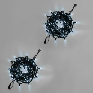 Гирлянда Нить 10 м (5+5) Белая Статика, 100 LED, Чёрный Каучук 3.3 мм, IP65, INOX