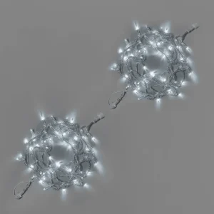 Гирлянда Нить 10 м (5+5) Белая Статика, 100 LED, Прозрачный ПВХ, IP65, INOX