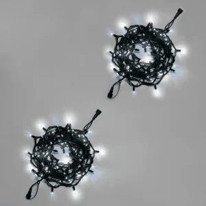 Гирлянда Нить 10 м (5+5) Белая с Мерцанием, 100 LED, Чёрный Каучук, IP65, INOX