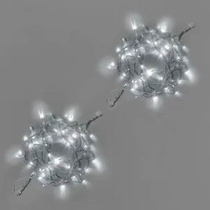 Гирлянда Нить 10 м (5+5) Белая с Мерцанием, 100 LED, Прозрачный ПВХ, IP65, INOX